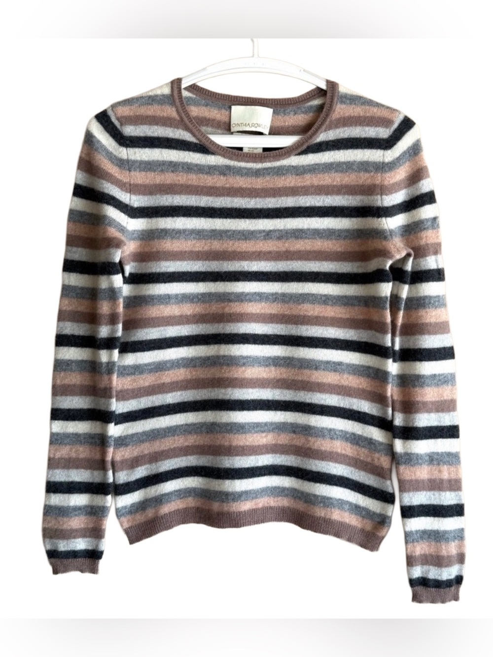 Cynthia Rowley Cashmere Striped Sweater XS Pink Gray Cream Black NWOT